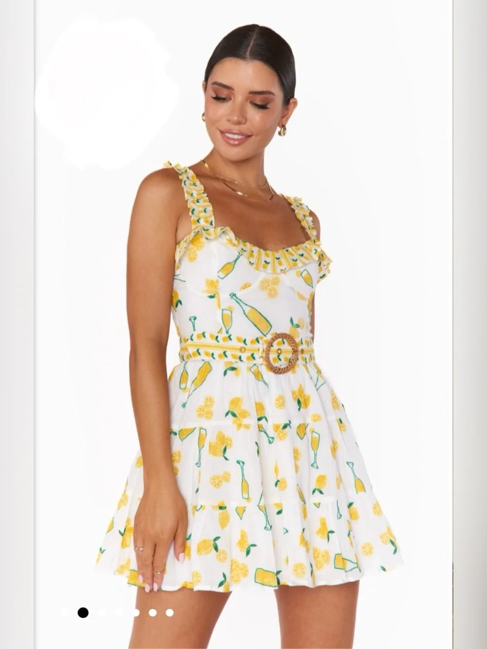 Show Me Your Mumu Jolene Mini Dress Limoncello Embroidery sz Small Coastal Chic - Picture 8 of 17